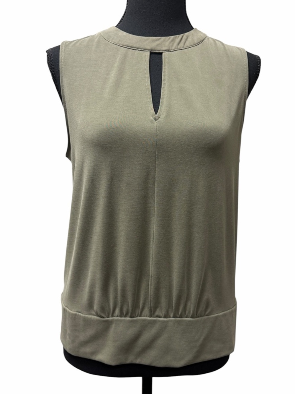 Philosophy Republic Olive Green Modal Keyhole Sleeveless Blouse Top Medium